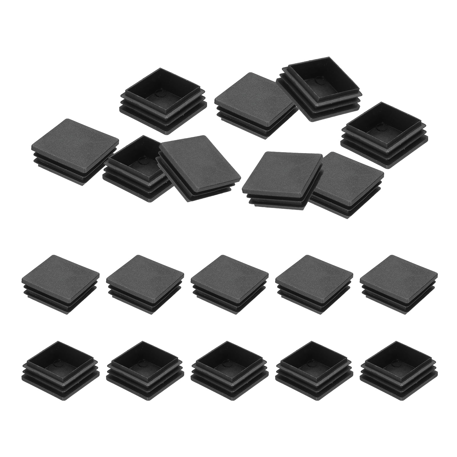 YouU 24 Regatones Tapones Rectangulares De Plástico Negro Para Patas De Muebles, Sillas, Patas De Tubo, 40 X 15 Mm