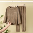 thumbnail image 3 of NAISIBABY Boys Girls 2PC Homewear Outfit Set, Warm Fleece Fall Winter Top and Pants Lounge Home Set Clothes Brown Size 9, 3 of 5