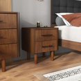 thumbnail image 5 of Noble House Logan Mid-Century Modern Nightstand, Solid Walnut Wood with 2 Drawers and Storage Shelf, 24" Tall, Brown, 5 of 7