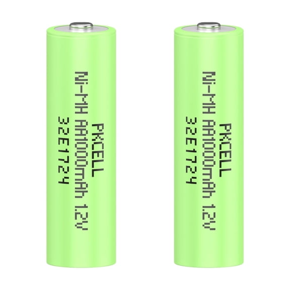PKCELL AA Rechargeable Batteries, 1000mAh 1.2V NiMH Double A Battery for Garden Solar Light LED, Pack of 2