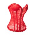 thumbnail image 4 of Elainilye Fashion Women's Shapewear Translucent Mesh Bodysuit Sexy Front Zipper Back Strap Slim Adjustment Shaping Top,Red, 4 of 8