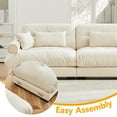 thumbnail image 5 of LiviNest Modular Sofa for Large Living Room: 3-Seat Ergonomic Support System - Deep Seat & Neck Support for Family Movie Nights - Cream Velvet Modern Sectional, 5 of 6