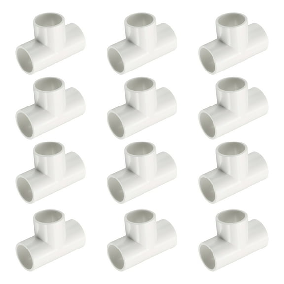 Uxcell 12Pcs 1/2" Tee 3 Way Pipe Fittings Connector, Furniture Build Grade Corner Fitting Elbow Fittings for DIY Shelf Garden Support Structure Tent Connection, White