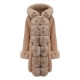 thumbnail image 2 of UPPADA Womens Winter Coats Warm Knee Length Puffer Coat Dressy Winter Jackets Trendy Hooded Puffer Coat with Pockets Khaki,L Winter Coat Winter, 2 of 6