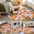 thumbnail image 5 of Small Round Rug 3Ft Washable Non-Slip, Bohemia Floral Circle Area Rugs for Living Room Bedroom, Vintage Orange Pink Flowers Boho Style Beige Indoor Floor Mats Carpet Runner for Home Decor, 5 of 8