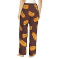 thumbnail image 3 of Pajama Pants Women, Hot Dog Print Brown Sweatpants Soft Sleep Lounge Pants, Casual PJ Bottoms Pants with Pockets, 3 of 5