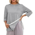 thumbnail image 2 of Post Shoulder Surgery Shirts for Women 3/4 Sleeve Tear Away Side Slit Crewneck Chemo Port Adaptive Clothing, 2 of 5