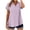 Purple, variant on Womens Summer Short Sleeve V Neck Blouses Shirts Solid Color Short Sleeve V Neck Fruit Print Casual Top