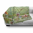 thumbnail image 3 of Ferris Wheel Soft Flannel Fleece Blanket, Graphic Composition of an Amusement Park with Bumper Cars Horror Tunnel Swings, Cozy Plush for Indoor and Outdoor Use, 60" x 80", Multicolor, by Ambesonne, 3 of 6