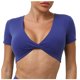 thumbnail image 1 of Camiseta deportiva ajustada de manga corta y cuello en V para yoga para mujer - Ropa deportiva de alta resistencia con soporte acolchado, tallas reales (S-L), 1 of 6