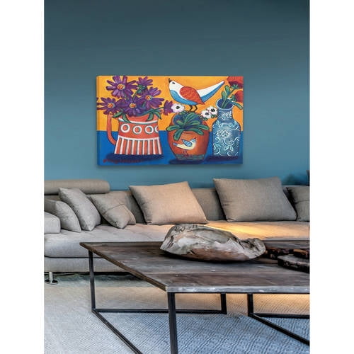 Marmont Hill "Orange and Blue Vases" Painting Print on Canvas