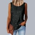 thumbnail image 4 of YUGYXL Women's Sleeveless Sequins Shirts Loose Crew Neck Sparkle Tank Tops Dressy Business Casual Party Blouse Black M, 4 of 9