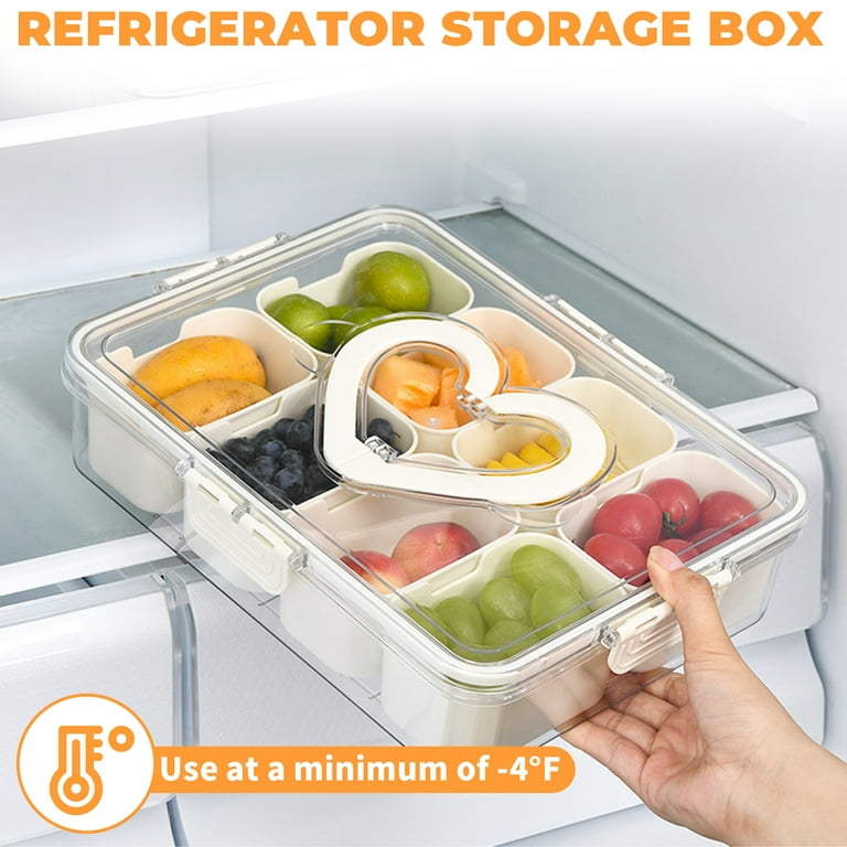 Jetcloudlive 2 PCS Divided Serving Tray with Lid and Handle Snackle Box Charcuterie Container Portable Snack Platters Clear Organizer for Candy Fruits Nuts,Snacks for Party Entertaining Picnic
