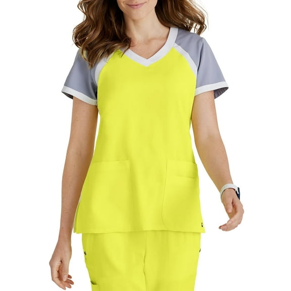 Grey's Anatomy 41435 Women's 3-Pocket V-Neck Color Block Scuba Scrub Top