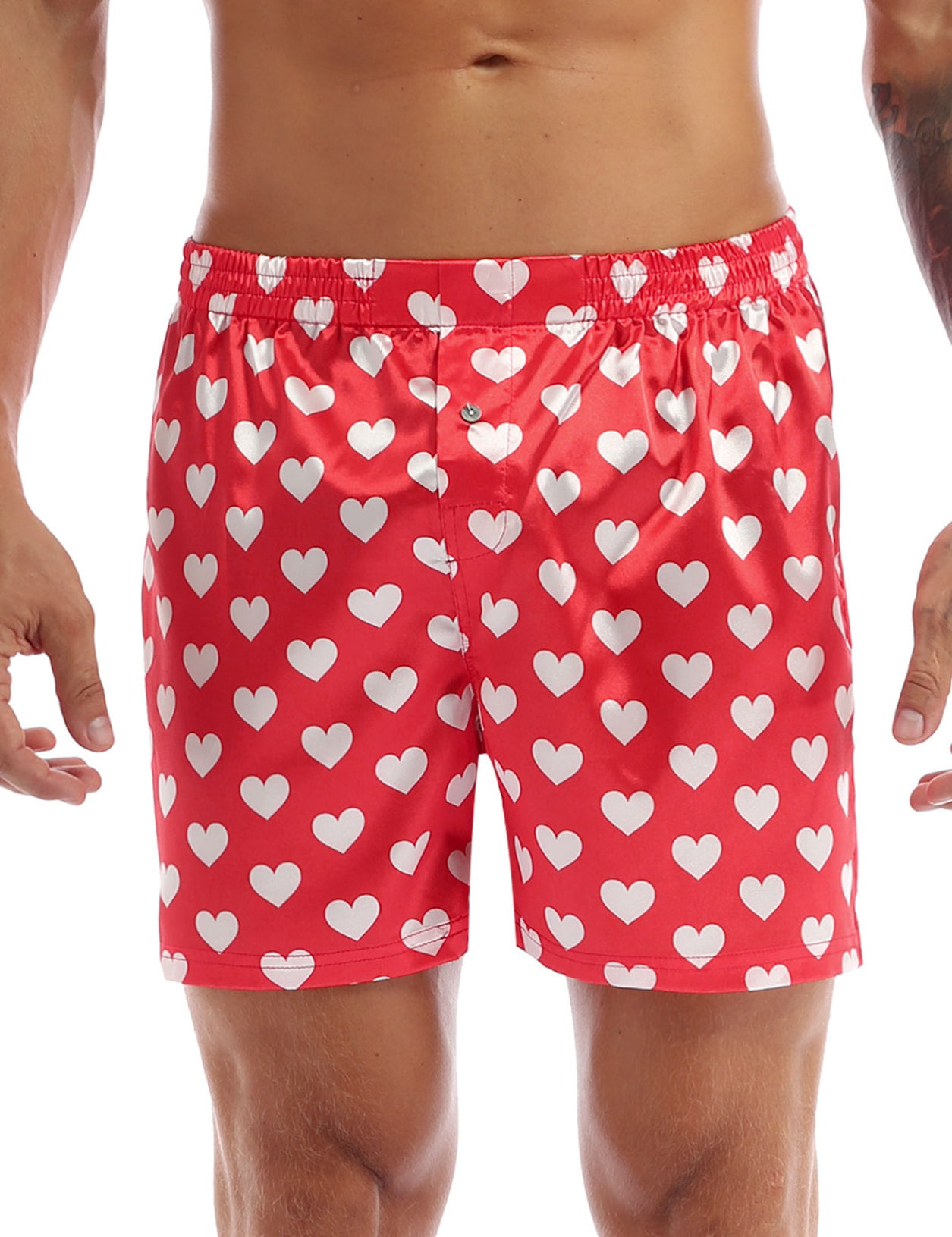 US Men Classic Boxer Shorts Love Heart Print Loose Pants Sports Lounge Beachwear