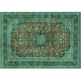 thumbnail image 1 of Ahgly Company Indoor Rectangle Medallion Turquoise Blue Traditional Area Rugs, 3' x 5', 1 of 4