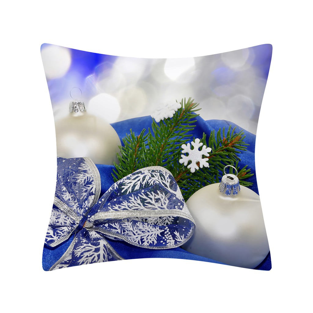 Christmas Pillow Case Glitter Polyester Sofa Throw Cushion Cover Home Decor 45cm