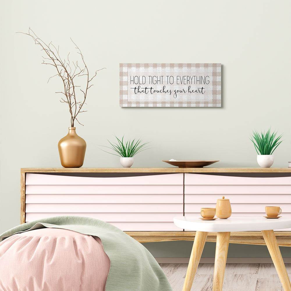 Stupell Industries Your Heart Home Family Inspirational Word Pattern Pink Design Canvas Wall Art by Kimberly Allen