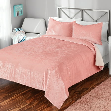 Mainstays Crushed Velvet Full Or Queen Comforter Mini Set 3 Piece