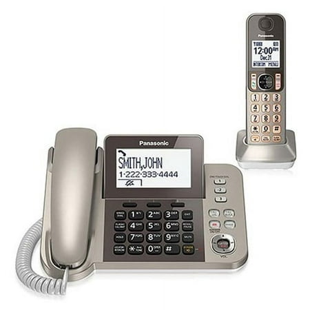 Panasonic KX-TGF350N 2 Handset Corded/Cordless Phone|DECT 6.0|Caller ID|Silver/Black