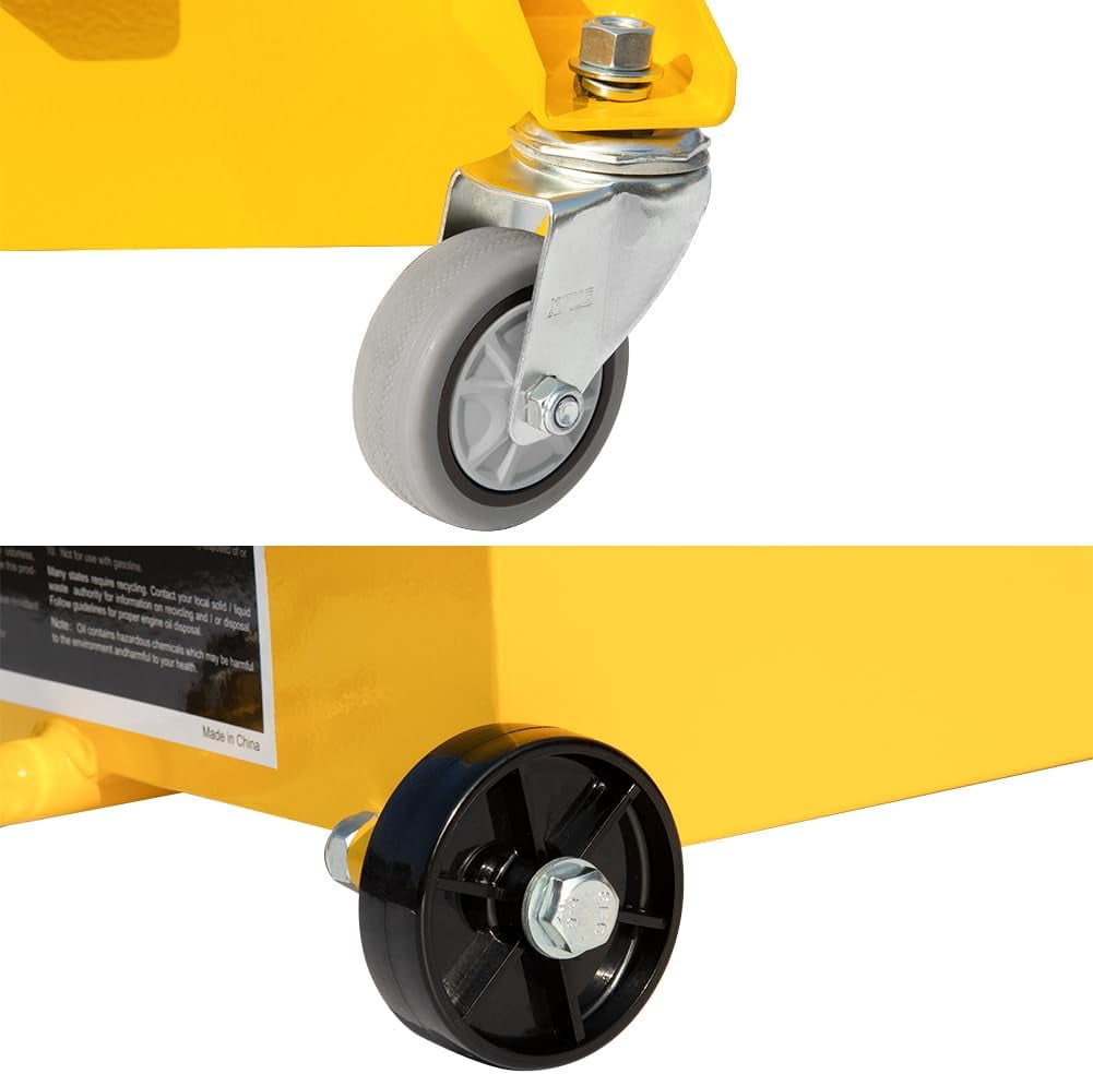 HPDMC Oil Drain Pan 9 Gal Direct Drainage Oil Drainer, Large Capacity Truck Oil Change Pan, Portable Low Profile Oil Drain Pan, Swivel Casters Wheels for Car SUV Trucks