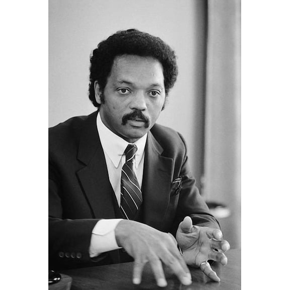 Rev. Jesse Jackson 1983 Interview Portrait - 12x18 Inch Laminated Aviation Poster - Stunning Detail and Bold Colors