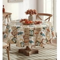 thumbnail image 7 of Teal Blue Brookside Autumn Farmyard Vinyl Flannel Backed Tablecloth, Farm to Table Thanksgiving Fall Cottage Harvest Wipe Clean Vinyl Tablecloth, Oval, 7 of 7