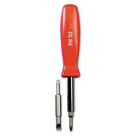 2 PK,Great Neck 4 in-1 Screwdriver w/Interchangeable Phillips/Standard Bits, Assorted Colors (SD4BC)