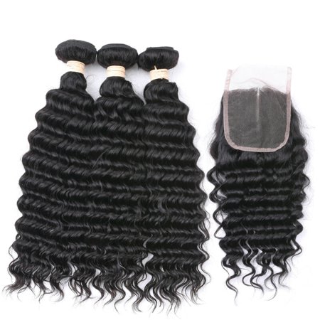 Beaudiva Deep Wave 3 Bundles With 4 4 Closure Brazilian Middle