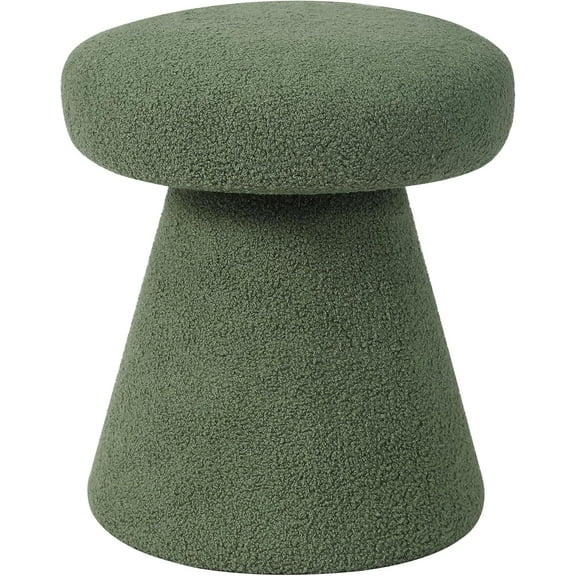 Mushroom Ottoman Foot Stool, Upholstered Round Foot Rest Velvet Vanity Stool, Small Mordern Footstool for Living Room, Bedroom, Entryway, Green