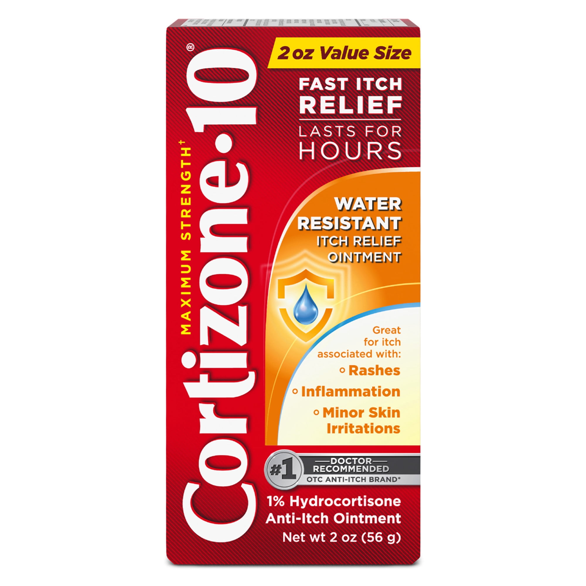(3 pack) Cortizone-10 Maximum Strength Water Resistant Itch Relief Ointment, 1% Hydrocortisone, Fast-Acting, Anti-Itch Cream for Bug Bites, Rash, Eczema, Psoriasis, Poison Ivy, Oak, Sumac & More, 2 oz