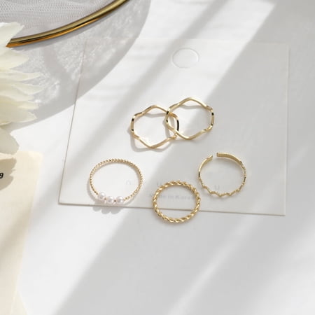 Wave-Shaped Combination Ring Five-Piece Set Of Personalized Ring Is Not Adjustable