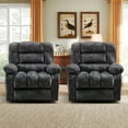 thumbnail image 6 of Bonzy Home Recliner Chair Set of 2 with Massage and Heat Overstuffed Fabric Metal frame Manual Reclining Chair Sofa for Living Room, 6 of 7
