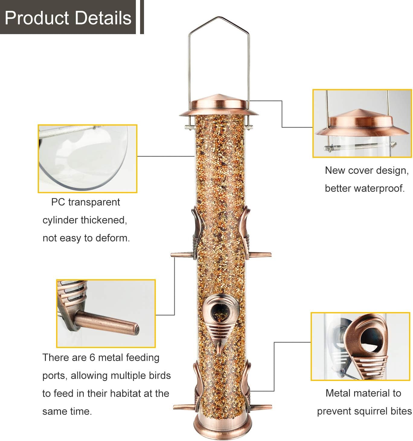 Urban Deco 2-Pack Metal Bird Feeder Tubes, 20 Inch photo 7