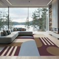 thumbnail image 2 of ODIKA 6'x9' Washable Area Rug Beige Burgundy Geometric Design Bold Abstract Shapes with Modern Flair for Dining Room, Under Table, Office Décor, Non-Slip Chair-Friendly, 2 of 7