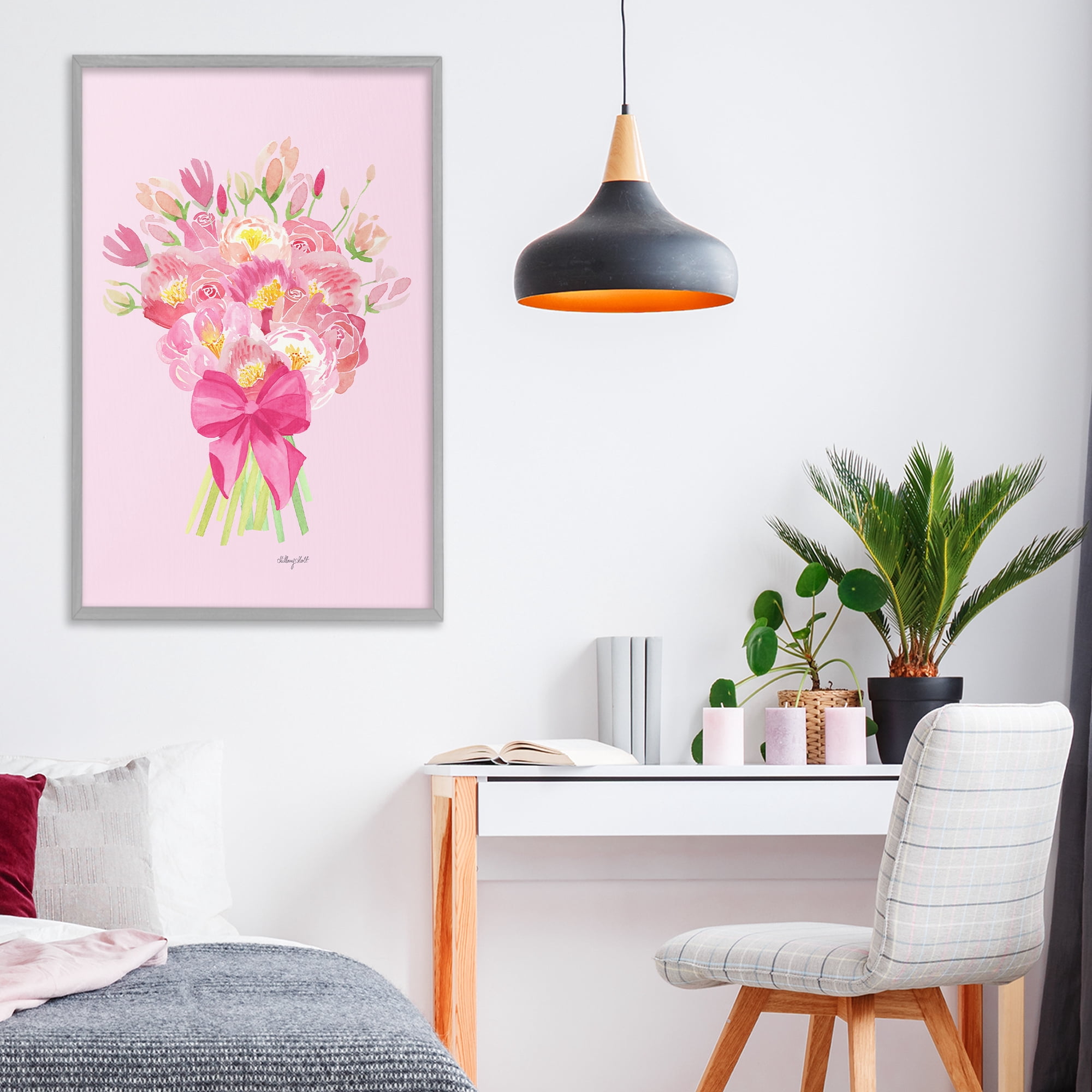 Stupell Industries Romantic Blushing Peonies Gray Framed Giclee Art, design by Hillary Holt