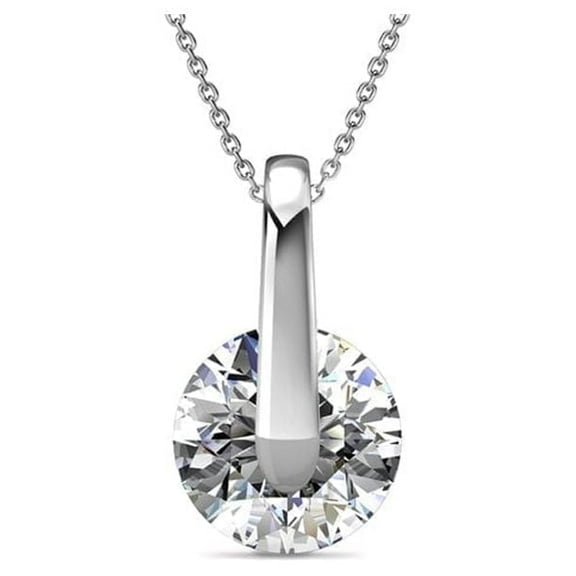 Cate & Chloe Tina 18k White Gold Plated Pendant Necklace with Round Cut Swarovski Crystal for Women
