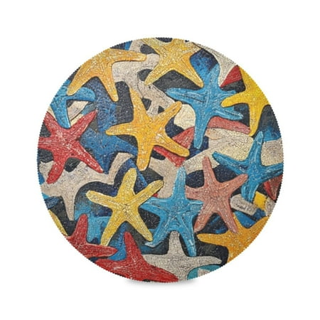

Round Plate Mat 15.4x15.4 Inchesx4 Placemat Table Mat Kitchen Mat Coffee Mat Fabric Thick Strong Wear-Resistant Heat Resistance Colorful Lovely Starfish Seamless