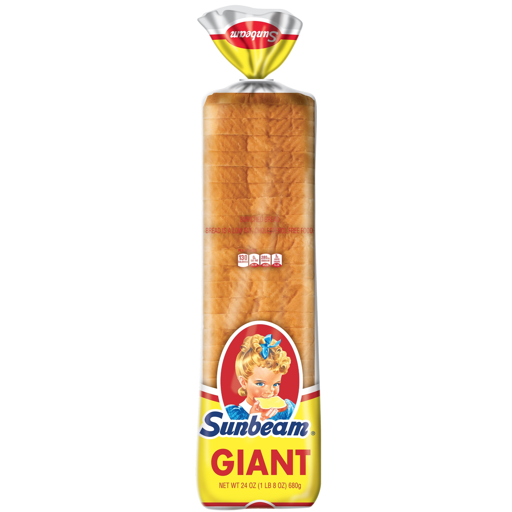 Sunbeam Giant White Bread, Sliced Sandwich Bread Loaf, 24 oz, Shelf-Stable