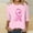 Pink, variant on Simua Womens Pink Ribbon Tops 3/4 Sleeve Shirts Round Neck Loose Casual Blouses Breast Cancer Awarness Tshirts