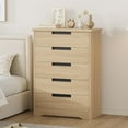 thumbnail image 2 of Studyset 5 Drawer Dresser for Bedroom, Natural Chest of Drawers with Embedded Handles, Dresser Organizer for Living Room, Nursery,, 2 of 7