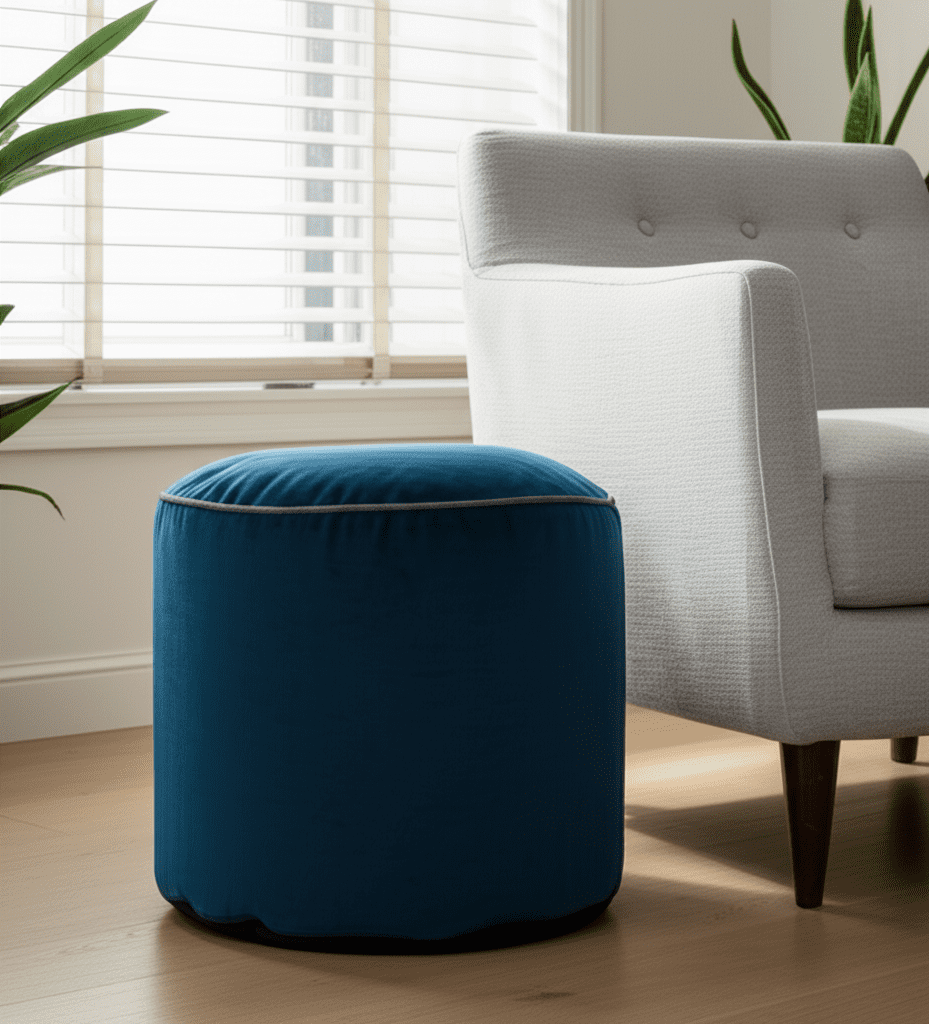 Qiviut Blue Tall Pouf