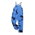 thumbnail image 4 of Odeerbi Teen Girls Summer Jumpsuit Tie-dye Bib Overalls Casual Sleeveless Rompers Long Pants with Pockets 5-14 Years Dark Blue, 4 of 6