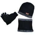 thumbnail image 4 of Winter Beanie Hat Scarf Gloves Set Kids Unisex Knit Skull Cap Fleece Lining Neck Warmer Touchscreen Mittens, 4 of 5