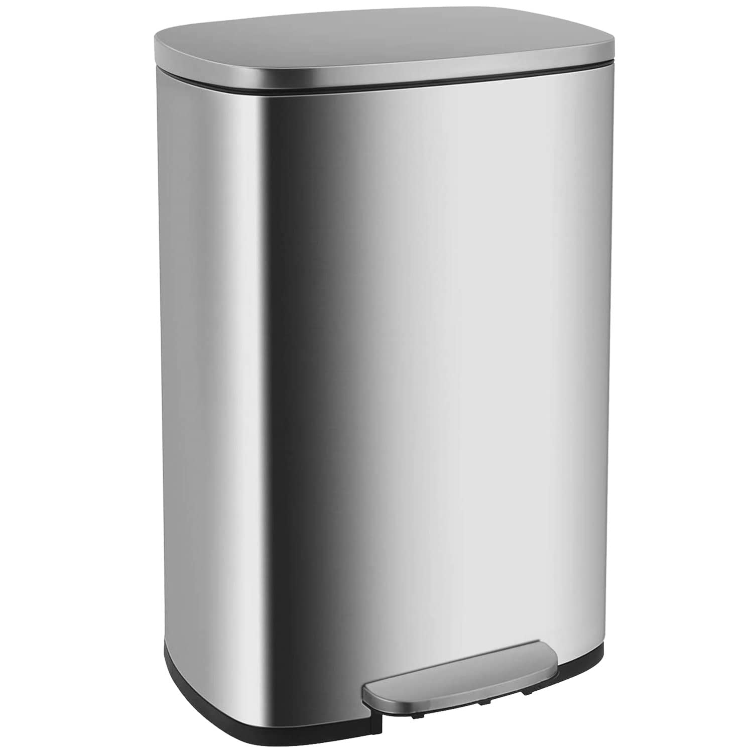 13 Gallon 50L Garbage Can Stainless Steel Home Office Kitchen Step On Trash Can 