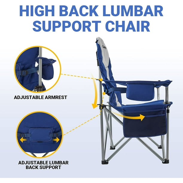 Kingcamp camping chair with lumbar back support hotsell