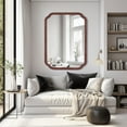thumbnail image 2 of WallBeyond Wood Rustic Rounded Corner Vanity Mirror for Wall Mounted, Home Decor, 36" × 48", Walnut, 2 of 6