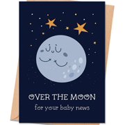 Over The Moon Baby Announcement Card