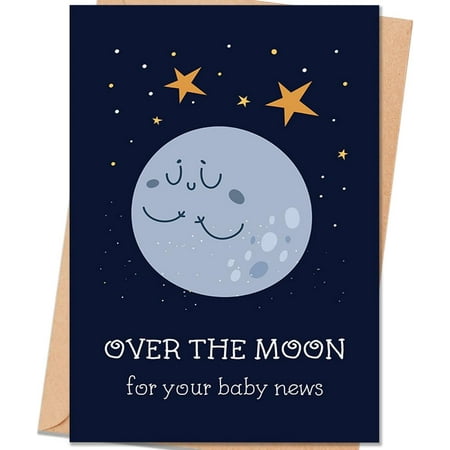Over The Moon Baby Announcement Card