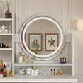 thumbnail image 5 of MONSLIPA Makeup Desk, Vanity Set with Round Mirror & Lights, Dressing Table with 5 Drawers and Cushioned Stool, 5 of 10